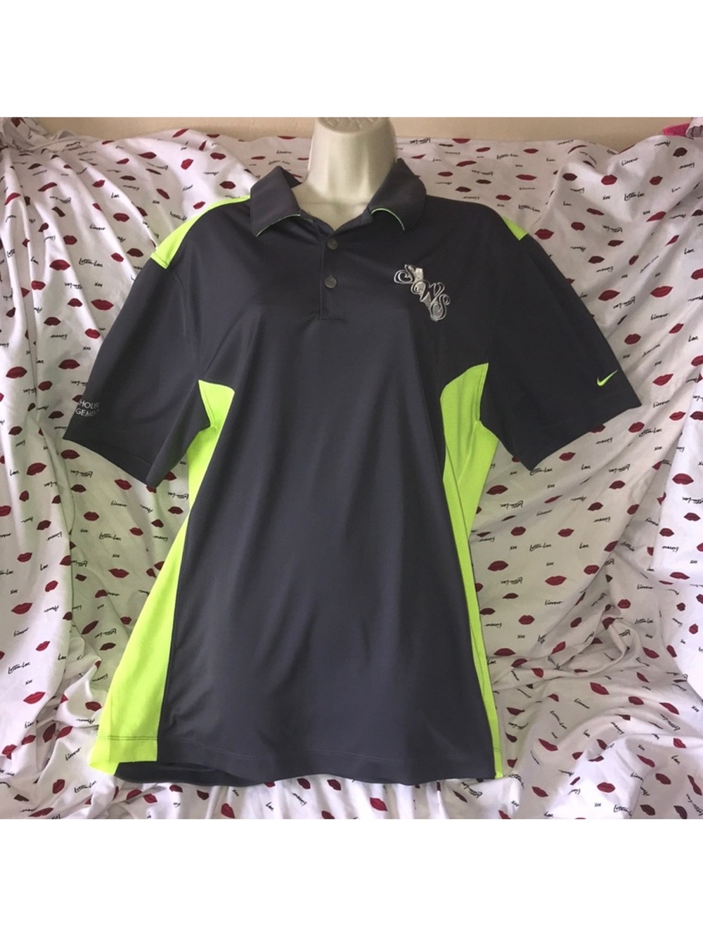 Nike dri-fit large grey and Neon green men’s polo